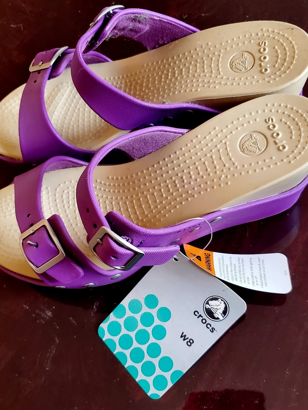 CROCS Purple Double-Buckle Slide Sandals - Picture 3 of 7